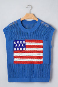 KaleaBoutique Comfortable Flag Graphic Short Sleeve Sweater Top - KaleaBoutique.com