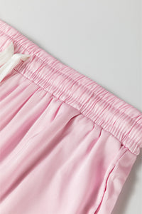 KaleaBoutique Comfortable Satin Knot Accent Shirt and Ruffled Pants Lounge Set - KaleaBoutique.com