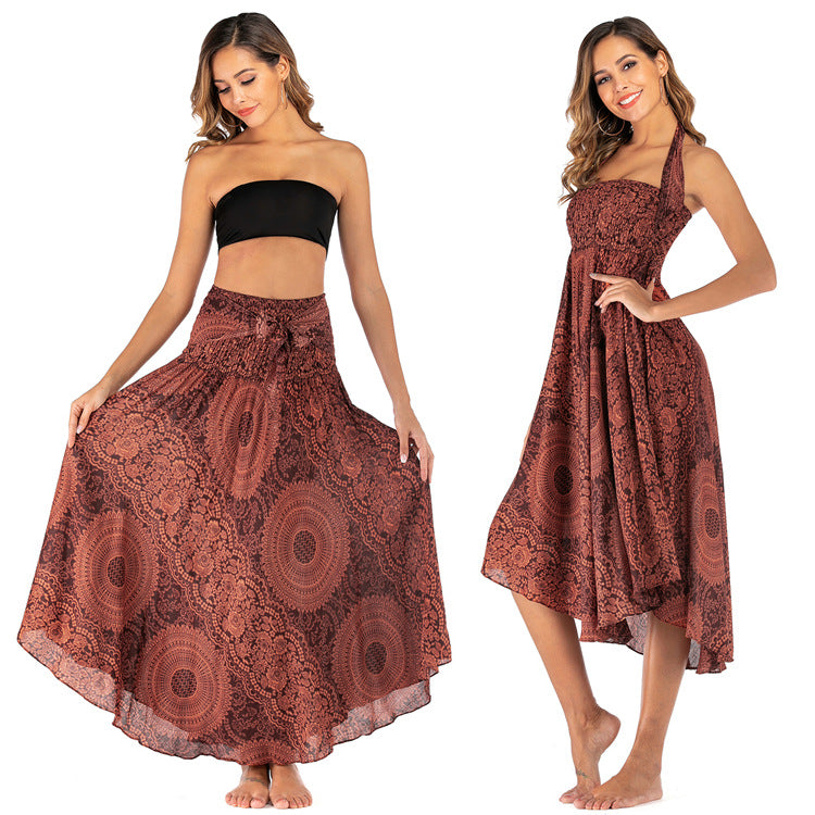Women's Boho Print Two Ways to Wear Swing Maxi Skirt - KaleaBoutique.com