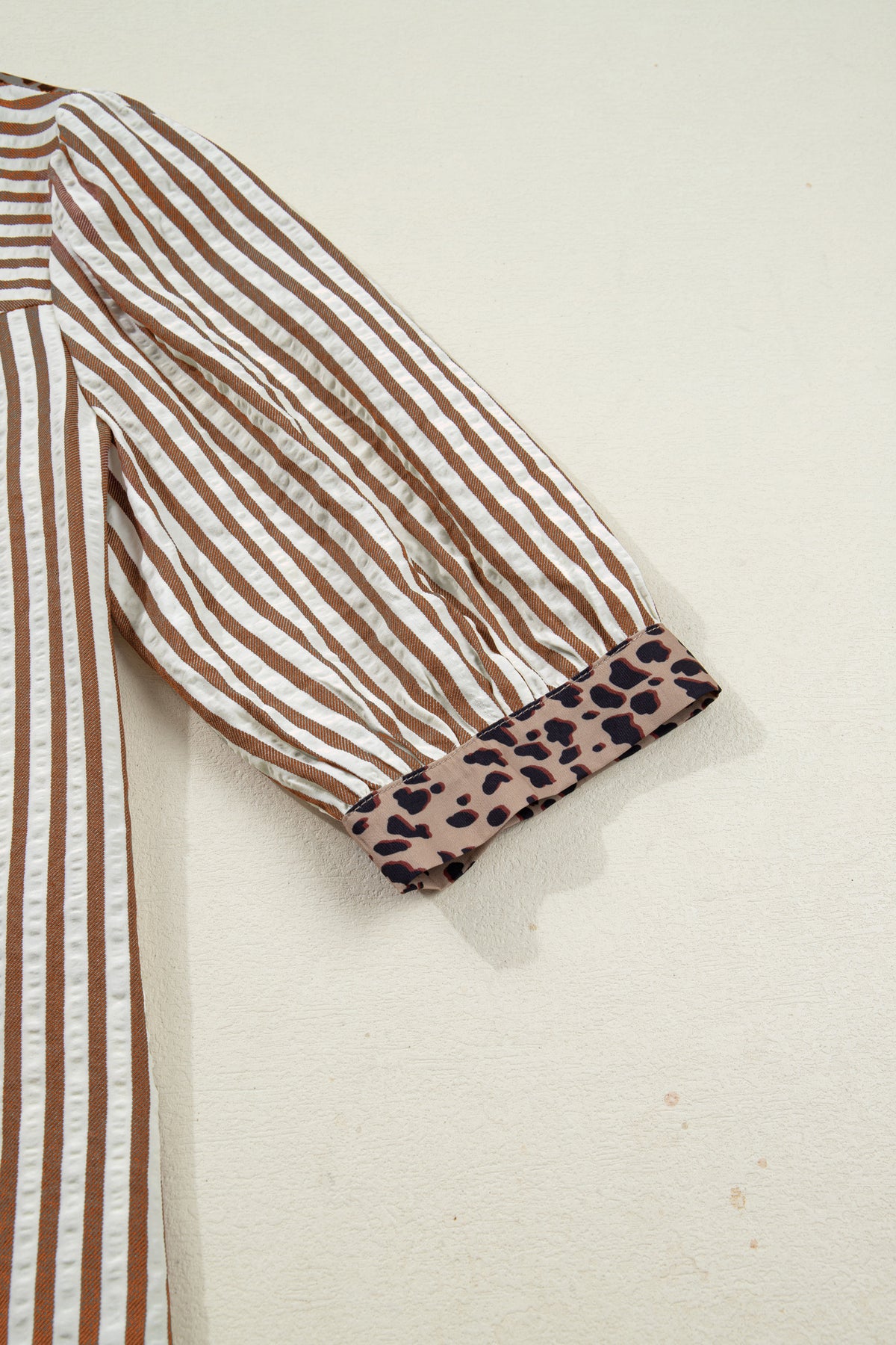 KaleaBoutique Comfortable Leopard Trim V Neck Button Down Half Sleeve Shirt - KaleaBoutique.com