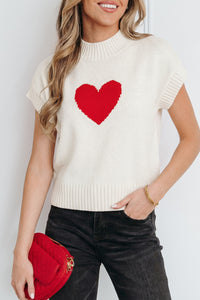 KaleaBoutique Stylish Valentine Heart Graphic Cropped Short Sleeve Sweater - KaleaBoutique.com