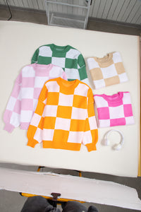 KaleaBoutique Checkered Bishop Sleeve Sweater - KaleaBoutique.com