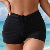 Women's Black High-Waist Tie-Front Swim Shorts - KaleaBoutique.com