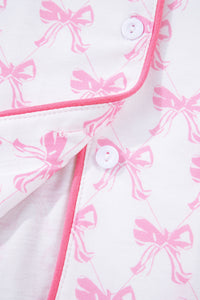 KaleaBoutique Stylish Bow Print Long Sleeve Shirt and Pants Soft Pajama Set - KaleaBoutique.com