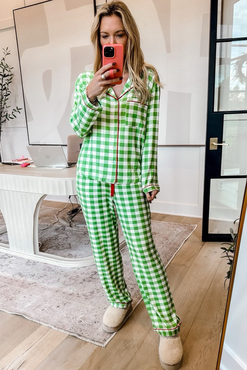 KaleaBoutique Comfortable Christmas Plaid Print Shirt and Pants Pajama Set - KaleaBoutique.com