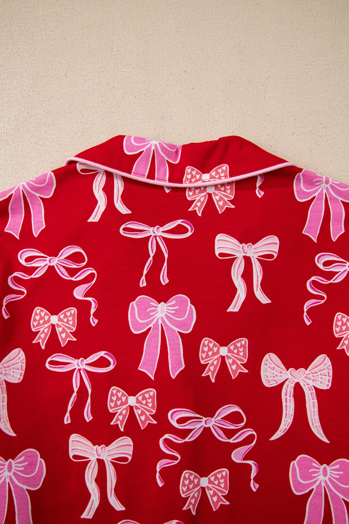 KaleaBoutique Comfortable Sweet Bow Print Shirt Style Top Long 2pcs Pajama Set - KaleaBoutique.com