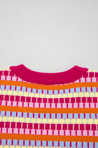 KaleaBoutique Stylish Abstract Striped Knit Short Sleeve Sweater - KaleaBoutique.com