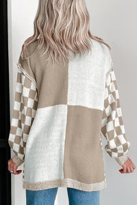 KaleaBoutique Stylish Checkered Open Front Drop Shoulder Cardigan - KaleaBoutique.com