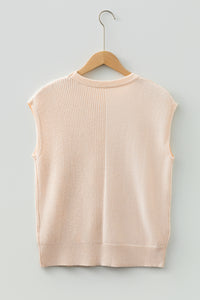 KaleaBoutique Comfortable Solid Color Mixed Knits Patch Pocket Short Sleeve Sweater - KaleaBoutique.com