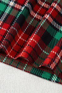 KaleaBoutique Stylish Retro Plaid Leopard Print Patchwork Long Sleeve Shorts Pajama Set - KaleaBoutique.com