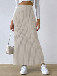 Spring Long Skirt High Waist Side Slit Slim Fit Knitted Women's Dress - KaleaBoutique.com