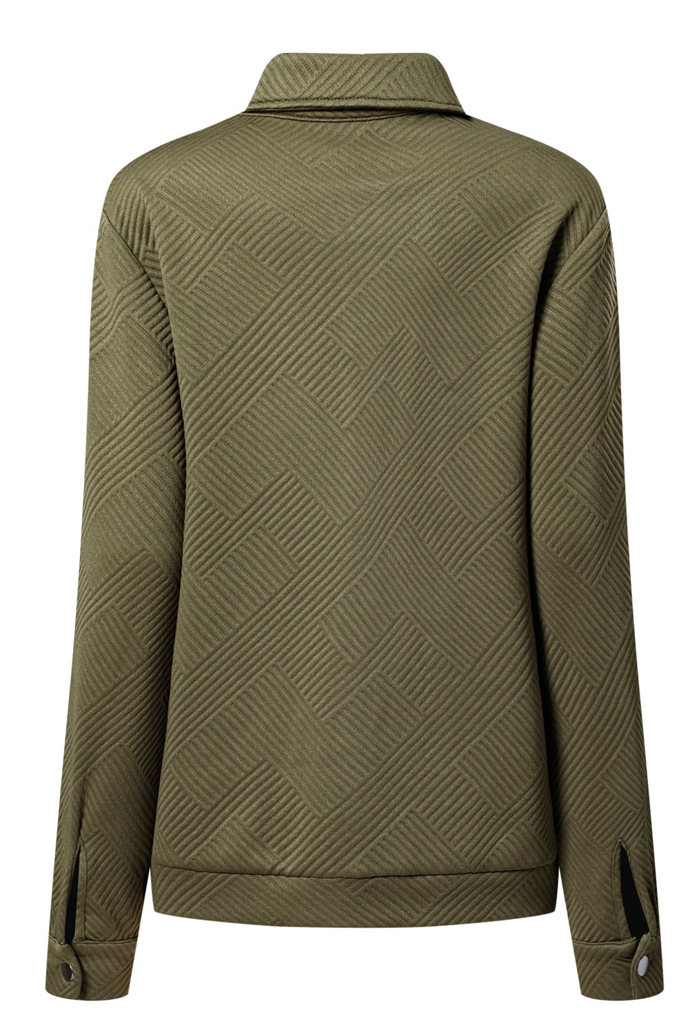 Solid Color Zip Up Button Flap Pocket Shirt Collar Jackets - KaleaBoutique.com