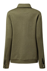 Solid Color Zip Up Button Flap Pocket Shirt Collar Jackets - KaleaBoutique.com