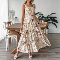 Plant And Floral Strap Maxi Dress - KaleaBoutique.com