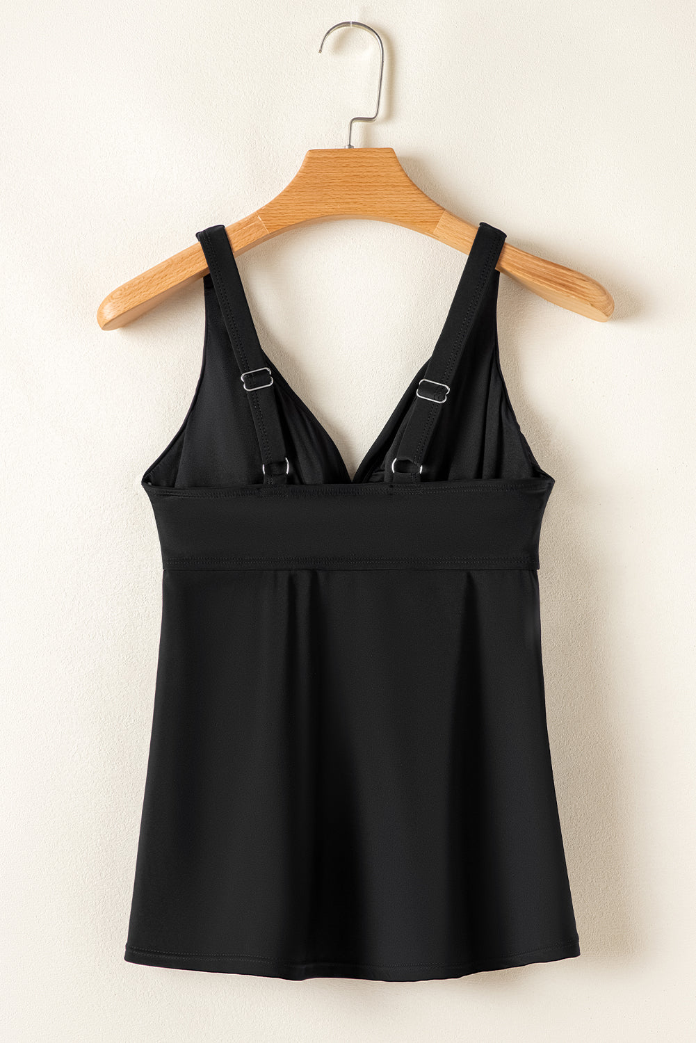 Crossed V Neck Adjustable Strap Babydoll Tankini Top - KaleaBoutique.com