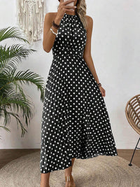 Women's Printed Halter-Neck Gathered-Waist Midi Dress - KaleaBoutique.com