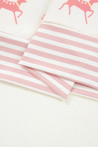 KaleaBoutique Comfortable Bow Christmas Tree Print Contrast Striped Banding 2pcs Lounge Set - KaleaBoutique.com
