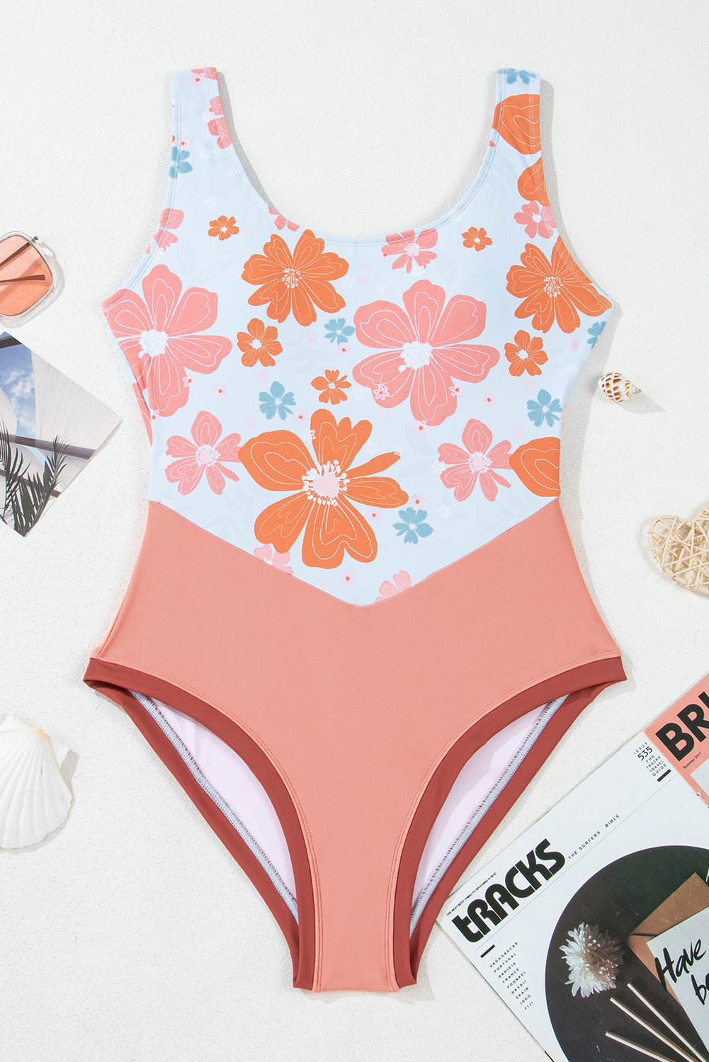KaleaBoutique Cali Stylish Floral Patchwork Backless One Piece Swimsuit - KaleaBoutique.com