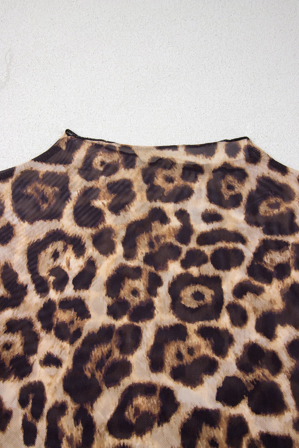 KaleaBoutique Stylish Leopard Print Slim Fit Mesh Long Sleeve Mock Neck Top - KaleaBoutique.com
