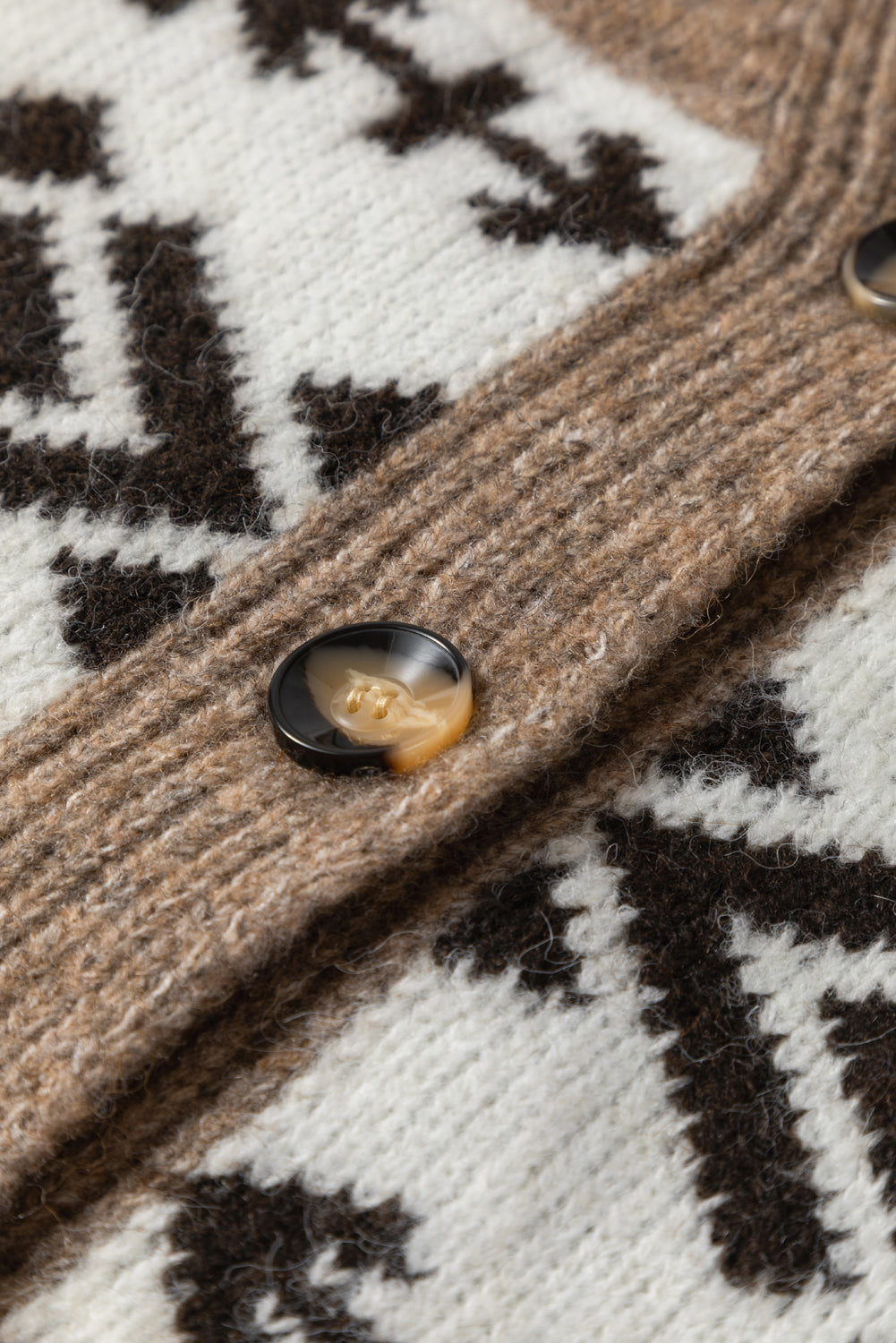 KaleaBoutique Stylish Ethnic Geometric Pattern Button Front V Neck Sweater Cardigan - KaleaBoutique.com