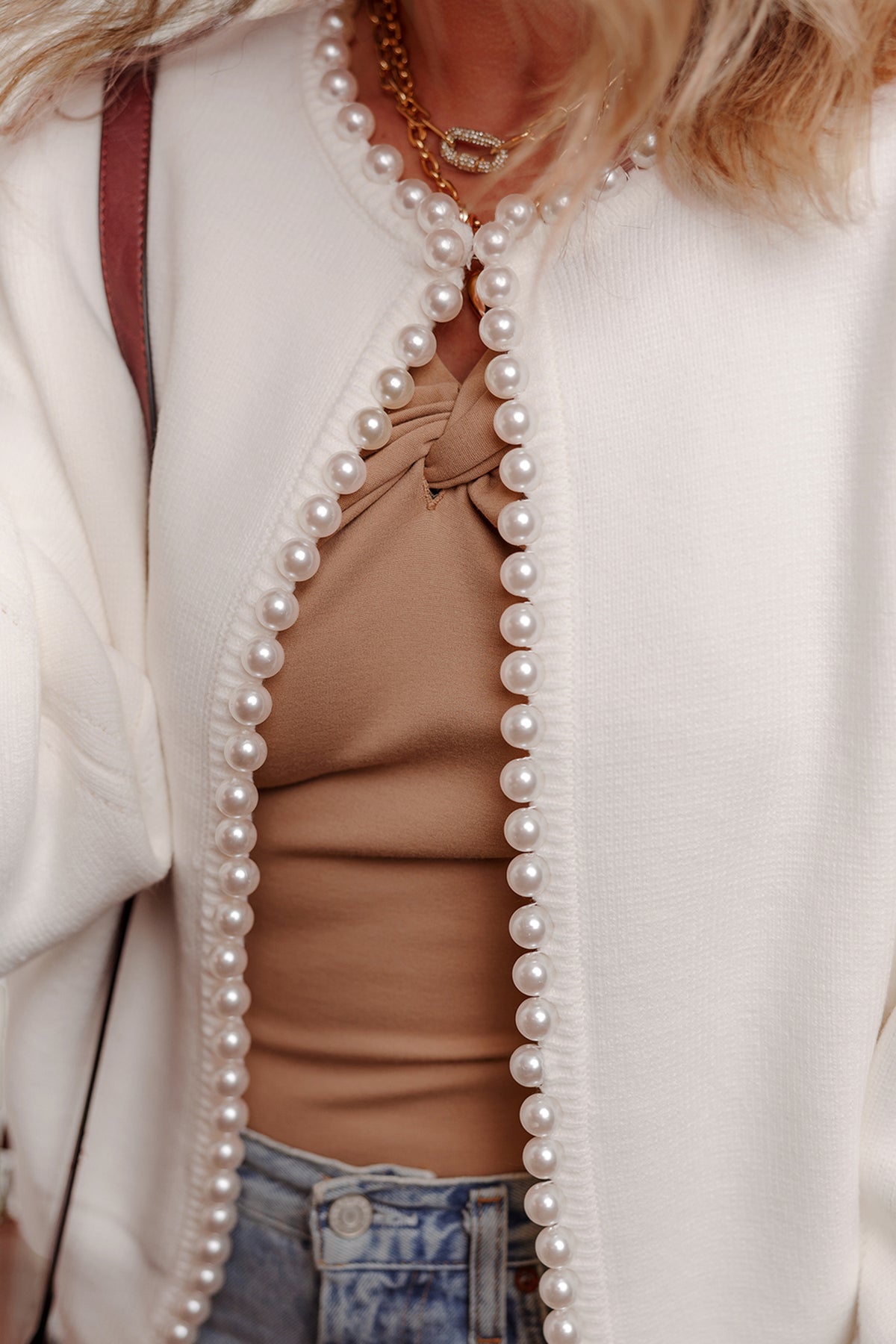 KaleaBoutique Stylish Pearl Embellished Open Front Elegant Cardigan - KaleaBoutique.com