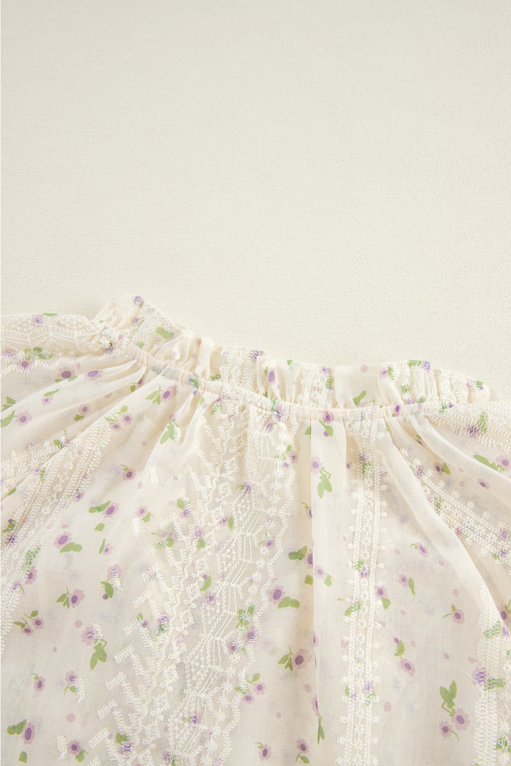 KaleaBoutique Floral Embroidered Lace Bubble Sleeve Shirt - KaleaBoutique.com