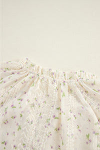 KaleaBoutique Floral Embroidered Lace Bubble Sleeve Shirt - KaleaBoutique.com