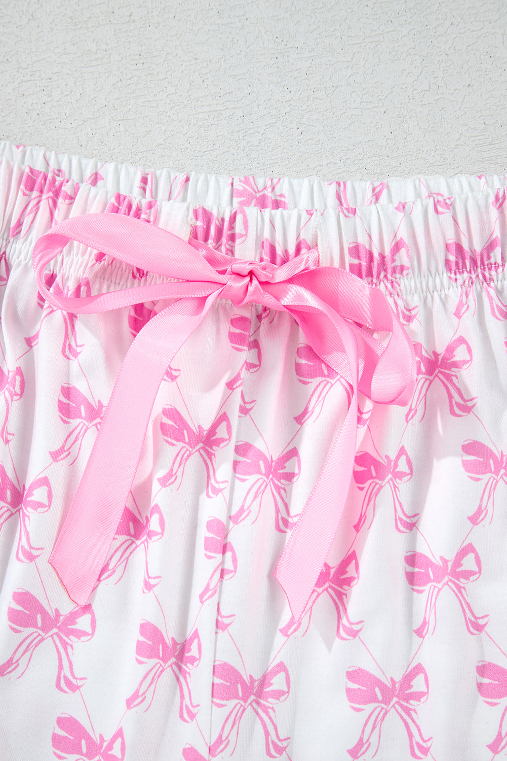KaleaBoutique Comfortable Bowknot Printed Short Sleeve and Ruffled Shorts Pajama Set - KaleaBoutique.com