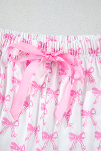 KaleaBoutique Comfortable Bowknot Printed Short Sleeve and Ruffled Shorts Pajama Set - KaleaBoutique.com