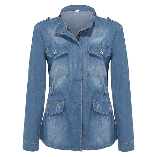 KaleaBoutique Women's Blue Cotton Denim Jacket - KaleaBoutique.com