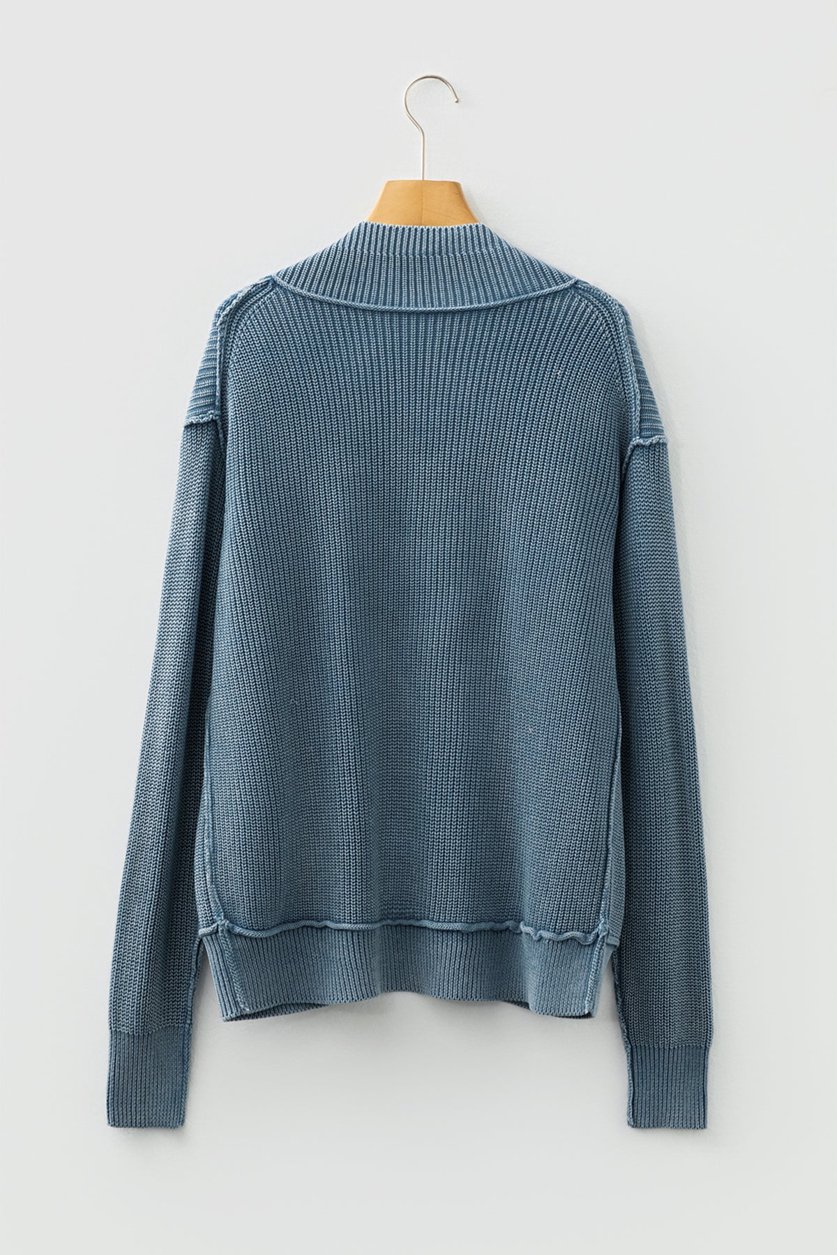 KaleaBoutique Stylish Mineral Wash Exposed Seam Patchwork Knit Open Sweater Cardigan - KaleaBoutique.com