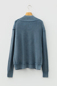 KaleaBoutique Stylish Mineral Wash Exposed Seam Patchwork Knit Open Sweater Cardigan - KaleaBoutique.com