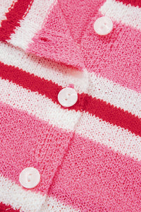 KaleaBoutique Comfortable Striped Drop Shoulder Button Cardigan - KaleaBoutique.com