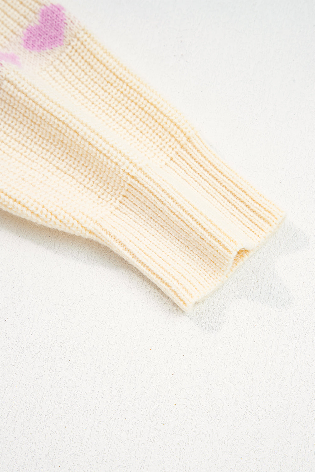 Heart Pattern Valentine Ribbed Knit Sweater - KaleaBoutique.com