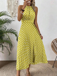 Women's Printed Halter-Neck Gathered-Waist Midi Dress - KaleaBoutique.com