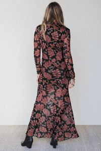 KaleaBoutique Stylish Retro Floral Print Long Sleeve Casual Mesh Dress - KaleaBoutique.com