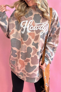 KaleaBoutique Camo Print Howdy Western Style Baggy Pullover Sweatshirt - KaleaBoutique.com