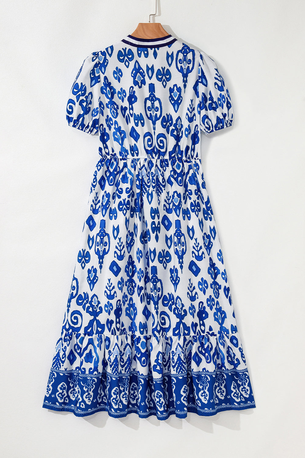KaleaBoutique Stylish Floral Puff Short Sleeve V Neck High Waist Maxi Dress - KaleaBoutique.com