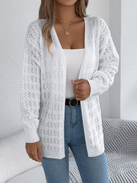 Women's Openwork Open-Front Longline Balloon-Sleeve Cardigan - KaleaBoutique.com