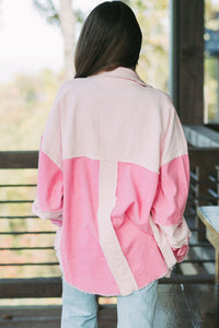KaleaBoutique Stylish Chic Two-Tone Color Exposed Seam Corduroy Shacket - KaleaBoutique.com