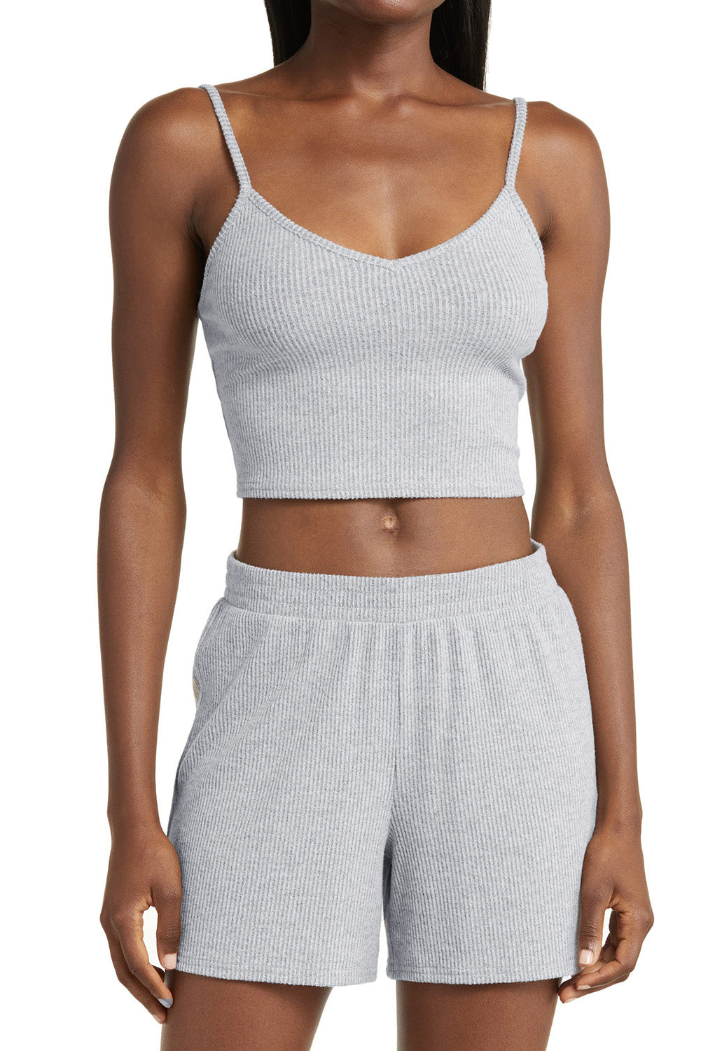 KaleaBoutique Stylish 3 Pieces Rib Crop Camisole Matching Shorts Lounge Set with Cardigan - KaleaBoutique.com