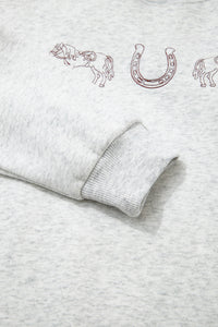 KaleaBoutique Stylish Western Print Embroidered Casual Sweatshirt - KaleaBoutique.com