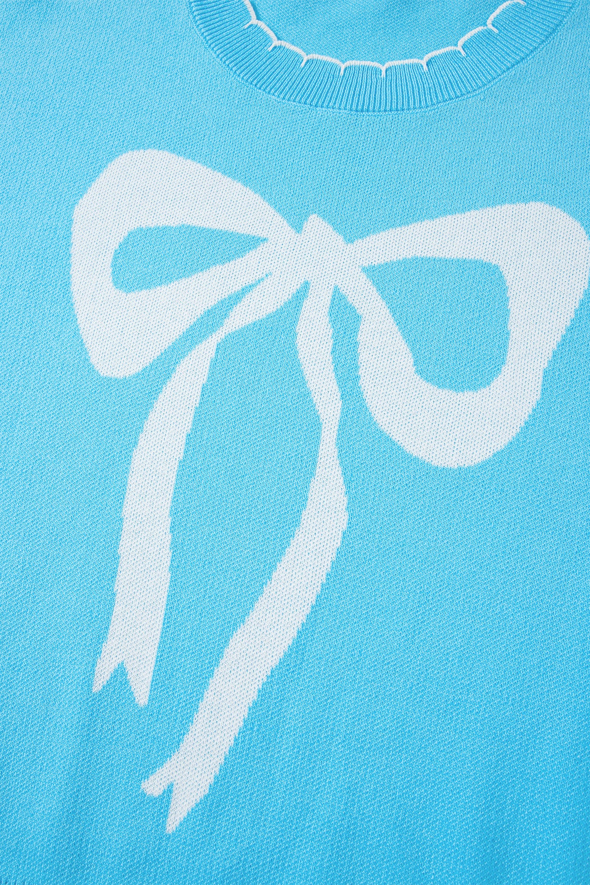 KaleaBoutique Comfortable Big Ribbon Bow Print Contrast Stitch Trim Drop Shoulder Sweater - KaleaBoutique.com