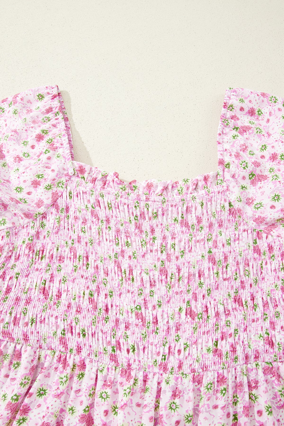 KaleaBoutique Comfortable Floral Short Bubble Sleeve Shirred High Waist Maxi Dress - KaleaBoutique.com