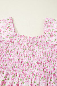 KaleaBoutique Comfortable Floral Short Bubble Sleeve Shirred High Waist Maxi Dress - KaleaBoutique.com