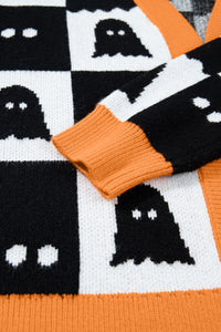 KaleaBoutique Stylish Geometric Ghost Print Drop Shoulder Knit Cardigan - KaleaBoutique.com