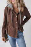 KaleaBoutique Hooded Drawstring Pockets Corduroy Shacket - KaleaBoutique.com