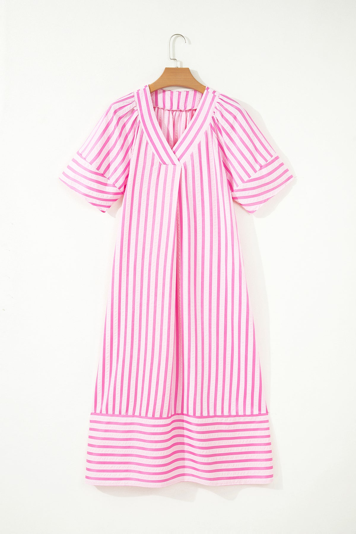 KaleaBoutique Comfortable V Neck Short Sleeve Shift Long Dress - KaleaBoutique.com