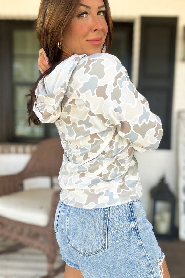 KaleaBoutique Stylish Camouflage Print Relaxed Drawstring Hoodie - KaleaBoutique.com