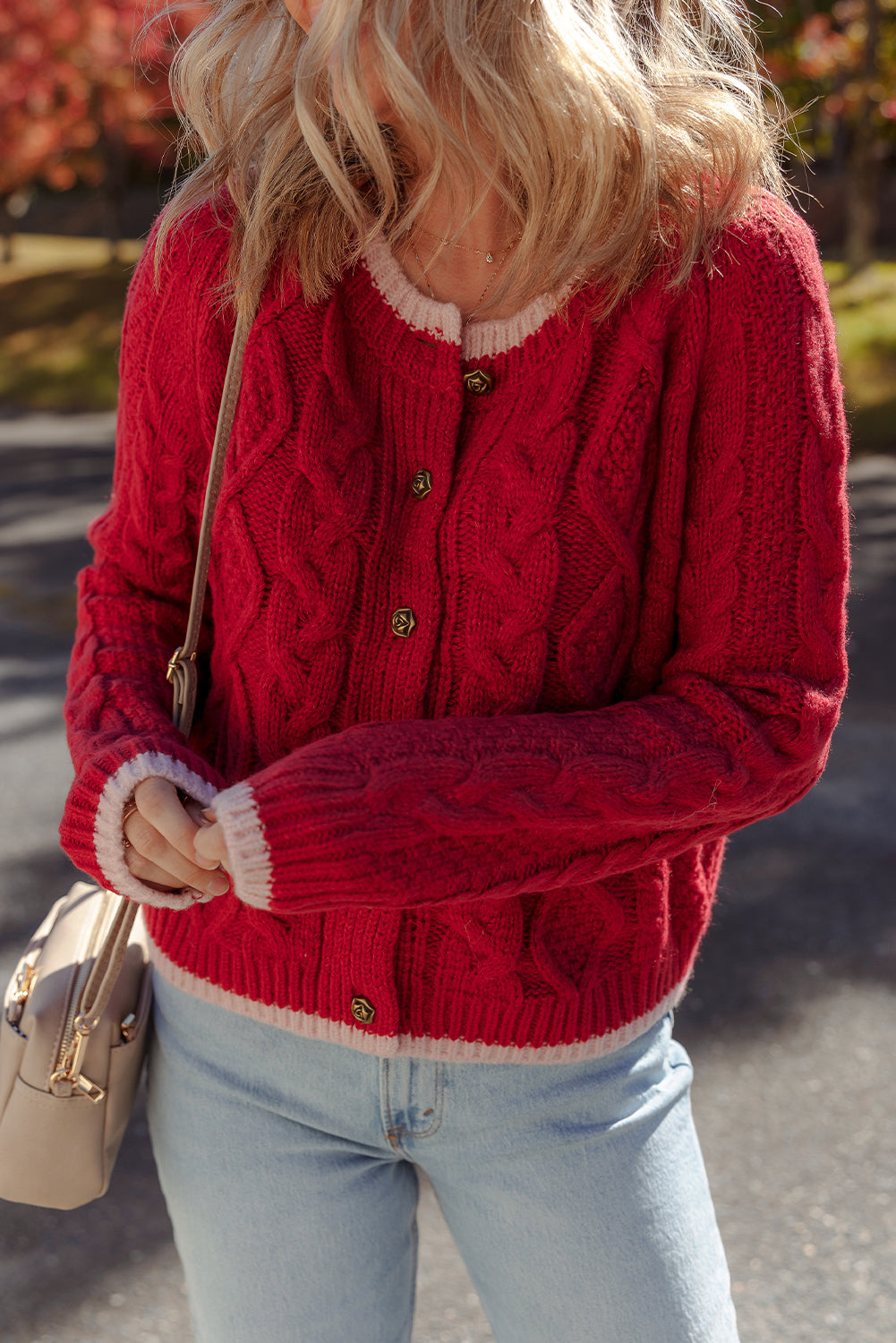 KaleaBoutique Comfortable Color Contrast Edge Cable Knit Buttoned Cardigan - KaleaBoutique.com